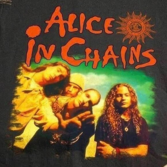 Vintage 90s Alice In Chains Shirt, Alice In Chains Band Concert Unisex Tee Black - Picture 3 of 4